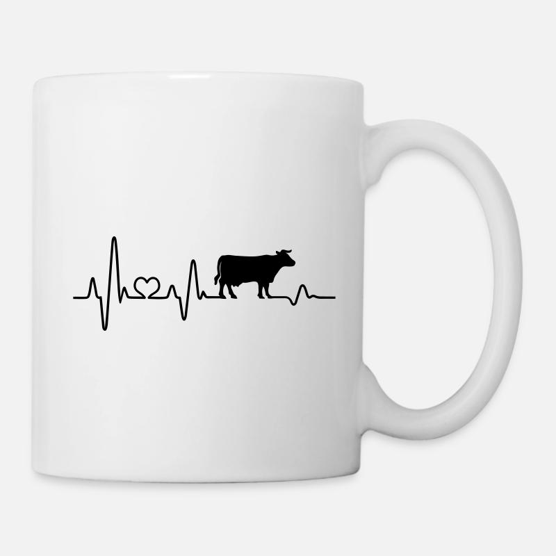 Vache battement de coeur ferme vaches fermier drôle - Mug blanc - blanc