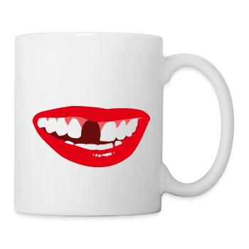 Lachen mit Zahnlücke Lustiges Design - Tasse - Weiß - Rechts