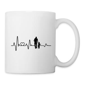 Best dad father and son holding hands heartbeat - Mug - white - Right
