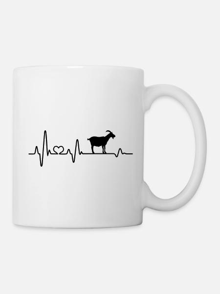 Ziege Ziegenbock EKG Herzschlag Ziegen Zicke Bauer - Tasse - Weiß