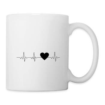 Cœur de battement de cœur noir 🖤 - Mug blanc - blanc - Droite