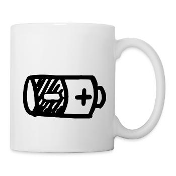 T-Shirt Elektrische Batterie Batterie Wissenschaft - Tasse - Weiß - Rechts