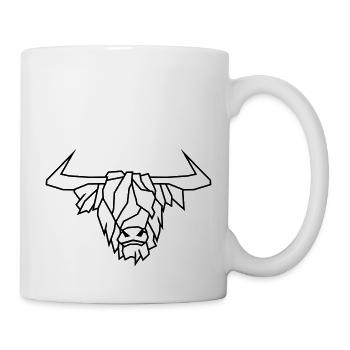 Bull Line Art Carving - Tasse - Weiß - Rechts