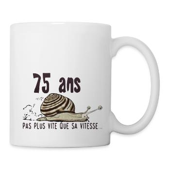 75 ans escargot anniversaire pas plus vite vitesse - Mug blanc - blanc - Droite
