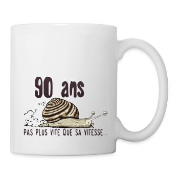 90 ans escargot anniversaire pas plus vite vitesse - Mug blanc - blanc - Droite