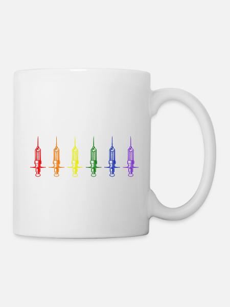 lgbt krankenschwester nursing spritze medizin bunt - Tasse - Weiß