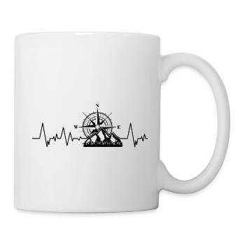 Hiking compass heartbeat mountains ekg gift - Mug - white - Right