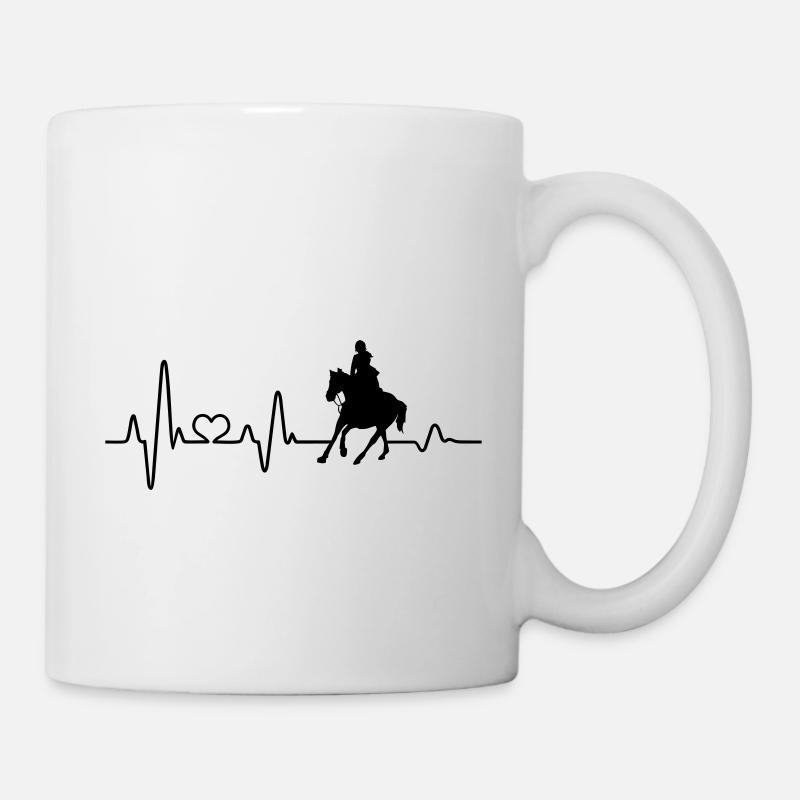 cavalier équitation fille battement de cœur cavalier - Mug blanc - blanc
