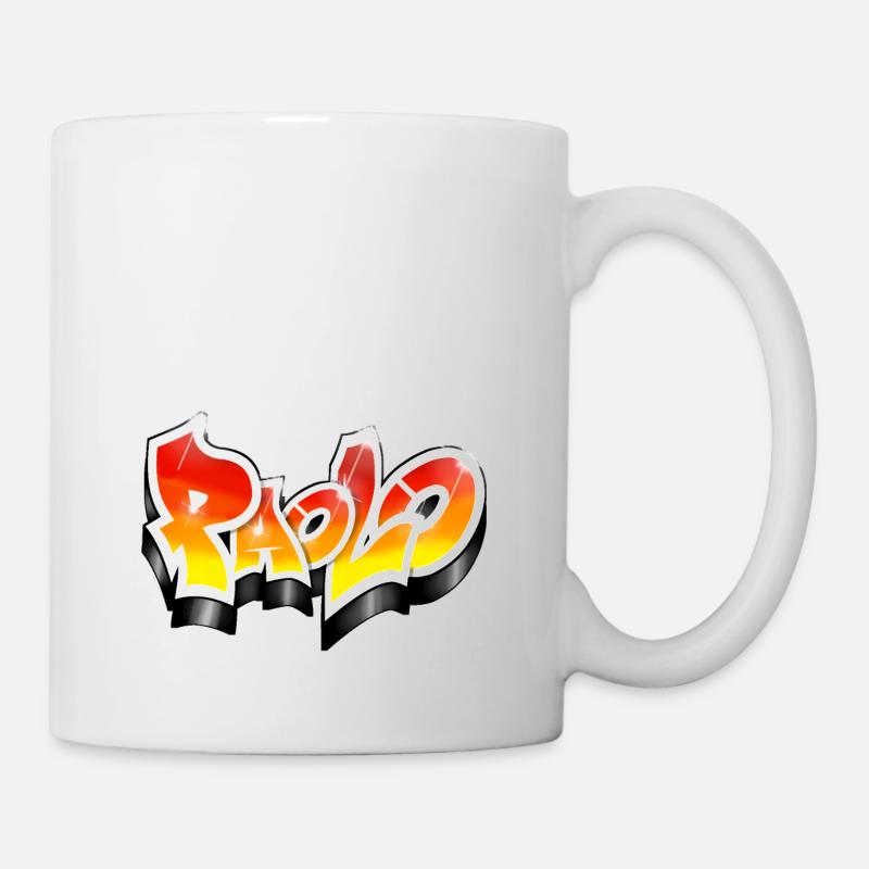 Graffiti name custom Paolo - Tasse - Weiß