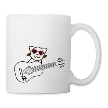 Cool Cute Kitty Cat Guitar - Cat Musician - Mug - white - Right
