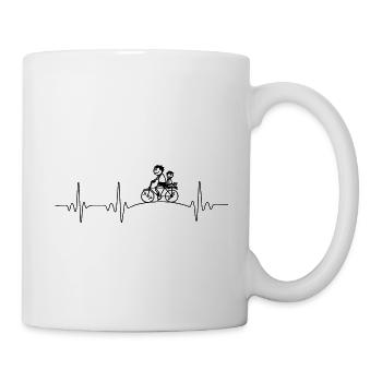 Heartbeat Père et enfant à vélo - Mug blanc - blanc - Droite