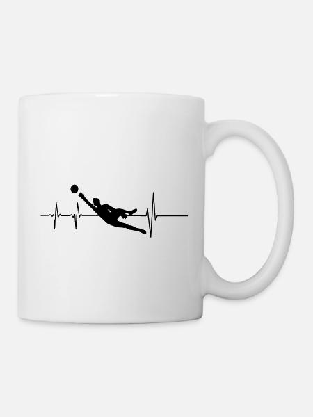 Gardien de football Silhouettesur Beat - Mug blanc - blanc