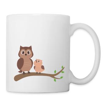 Eule Mutter mit Kind - Tasse - Weiß - Rechts
