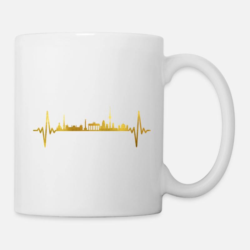 Berlin Skyline Herzschlag - Tasse - Weiß