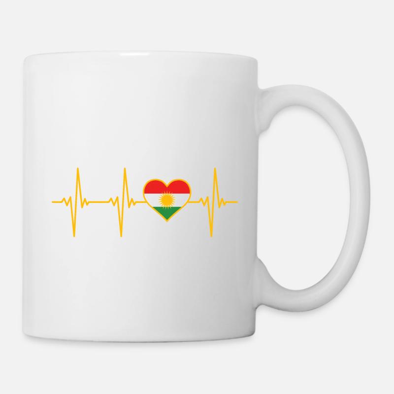 Kurdistan Kurde Kurdischer Herzschlag - Tasse - Weiß