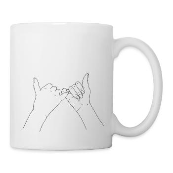 Friendship - Hands in Line Art Design -Black - Mug - white - Right