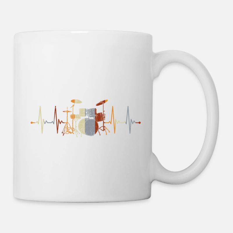 Schlagzeug Schlagzeuger Drummer Herzschlag - Tasse - Weiß