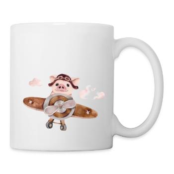 Schweinchen am Fliegen - Tasse - Weiß - Rechts