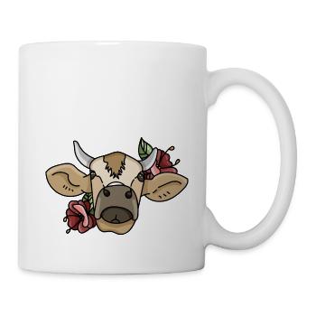 Illustration Cow with Flowers Vegan - Mug - white - Right