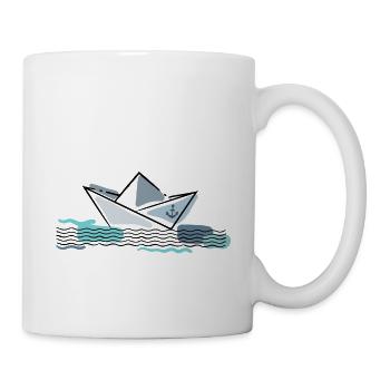 Paper ship with anchor holiday by the sea - Mug - white - Right