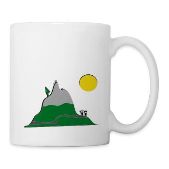 Motorcyclists relax on tour in the Alps - Mug - white - Right