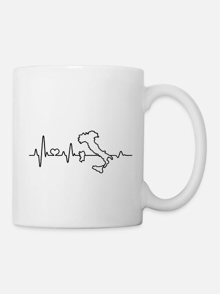 Heartbeat Italy Outline Map I Love Italia - Mug - white