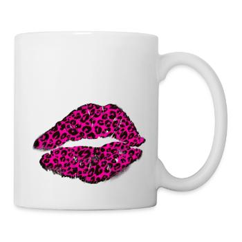 Lèvres avec motif léopard - Mug blanc - blanc - Droite