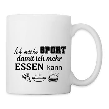 Mehr Sport, mehr Essen - Tasse - Weiß - Rechts