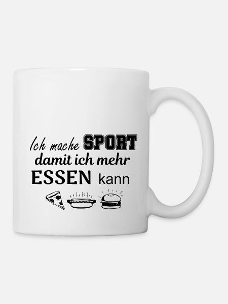Mehr Sport, mehr Essen - Tasse - Weiß