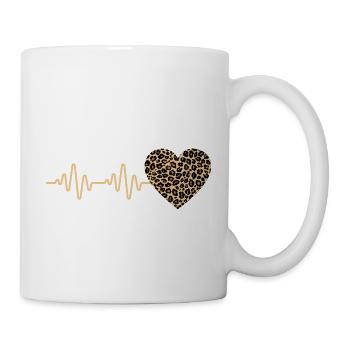 cœur léopard battement de cœur idée cadeau - Mug blanc - blanc - Droite