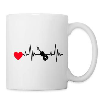 Violin Heartbeat Orchestra Music Frequency Violin - Mug - white - Right