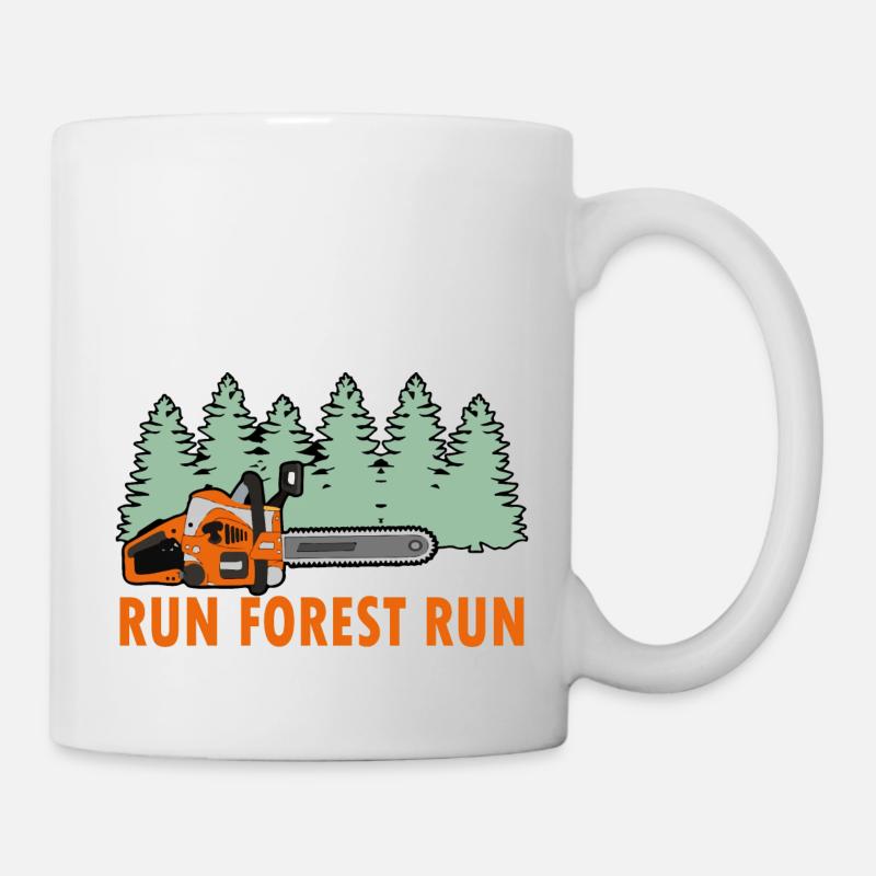 Chainsaw Run Forest Run Funny Lumberjack stihl s - Mug - white