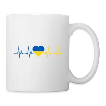 Herzschlag Fahne Herz Heartbeat Flagge Ukraine - Tasse - Weiß - Rechts