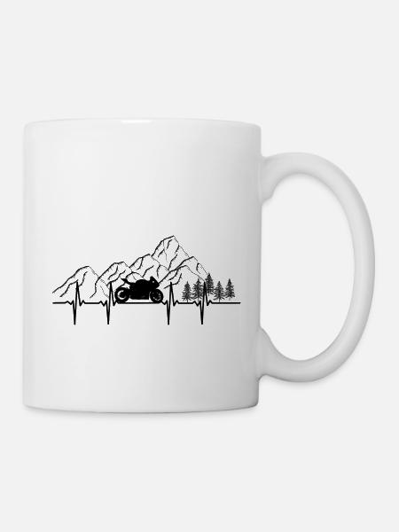 Motorcycle Heartbeat Biker ECG Line Frequency Shirt - Mug - white