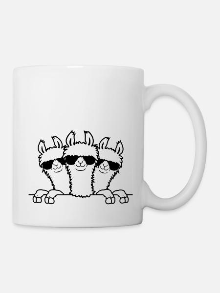 Derrière le mur, les amis du lama - Mug blanc - blanc