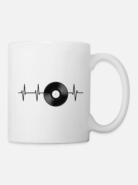 Herzfrequenz Schallplatte - Tasse - Weiß