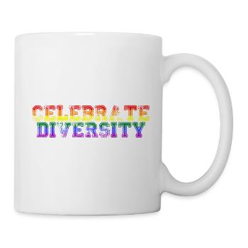 Celebrate Diversity LGBTQ Pride Flag - Mug - white - Right