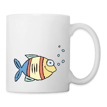 Fisch Buntbarsch Wasser Meer Graffiti Zeichnung - Tasse - Weiß - Rechts