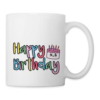 Joyeux anniversaire Joyeux gâteau d’anniversaire - Mug blanc - blanc - Droite