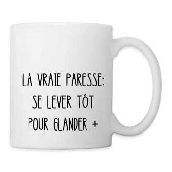 la vraie paresse - Mug blanc - blanc - Droite