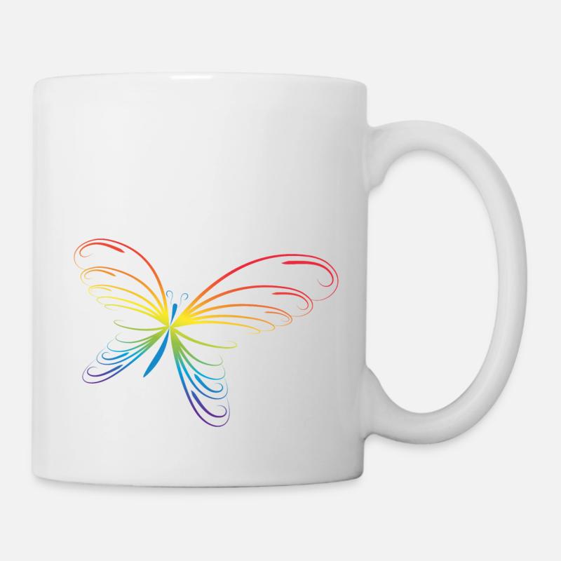 Regenbogen-Schmetterling - Tasse - Weiß