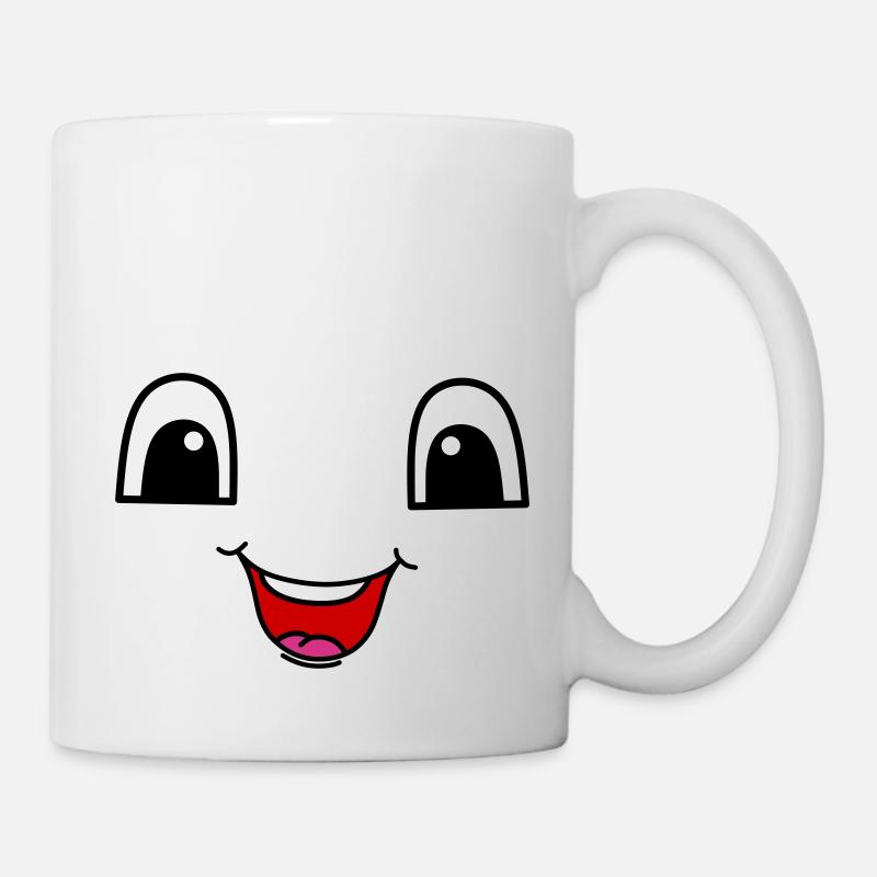 Visage mignon avec un sourire heureux - Mug blanc - blanc