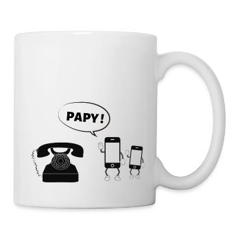 vieux téléphone - Mug blanc - blanc - Droite