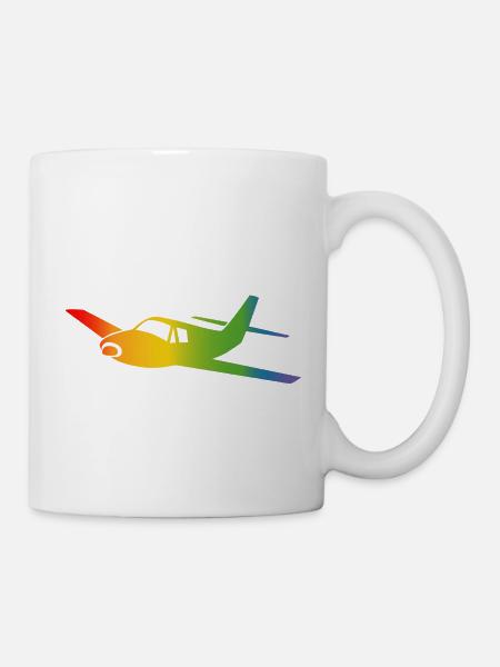 Flugzeug Regenbogen Verlauf - Tasse - Weiß