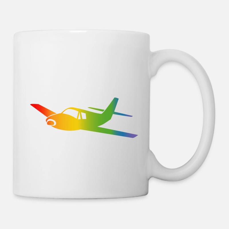 Flugzeug Regenbogen Verlauf - Tasse - Weiß