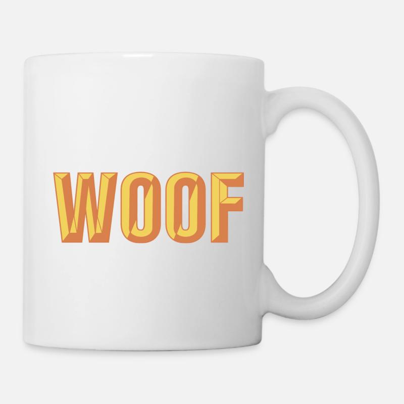 Woof Beveled Text Design - Mug - white