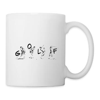 4 joueurs de golf et le mot golf - Mug blanc - blanc - Droite