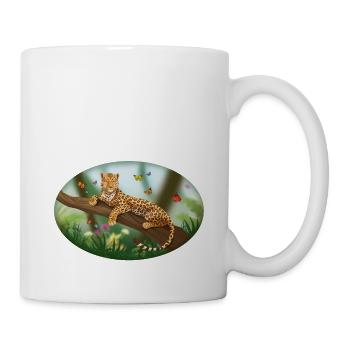 Leopard in nature on the tree - Mug - white - Right