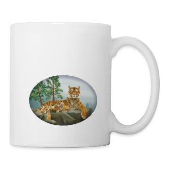Tigre avec progéniture - petit - mignon - famille - Mug blanc - blanc - Droite