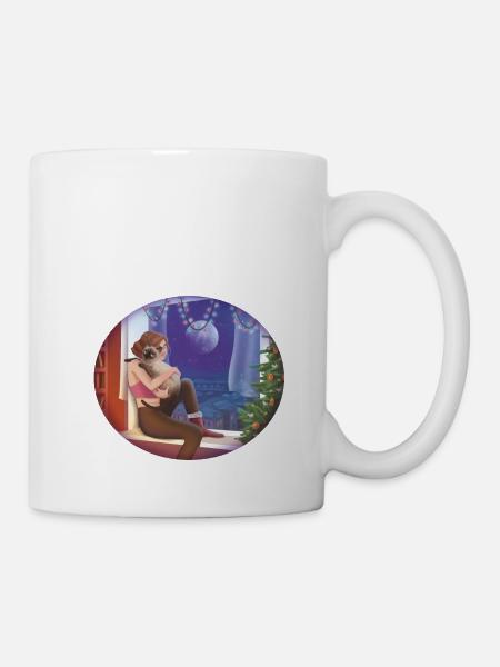 Cuddly cat and wife - family - friend - Mug - white